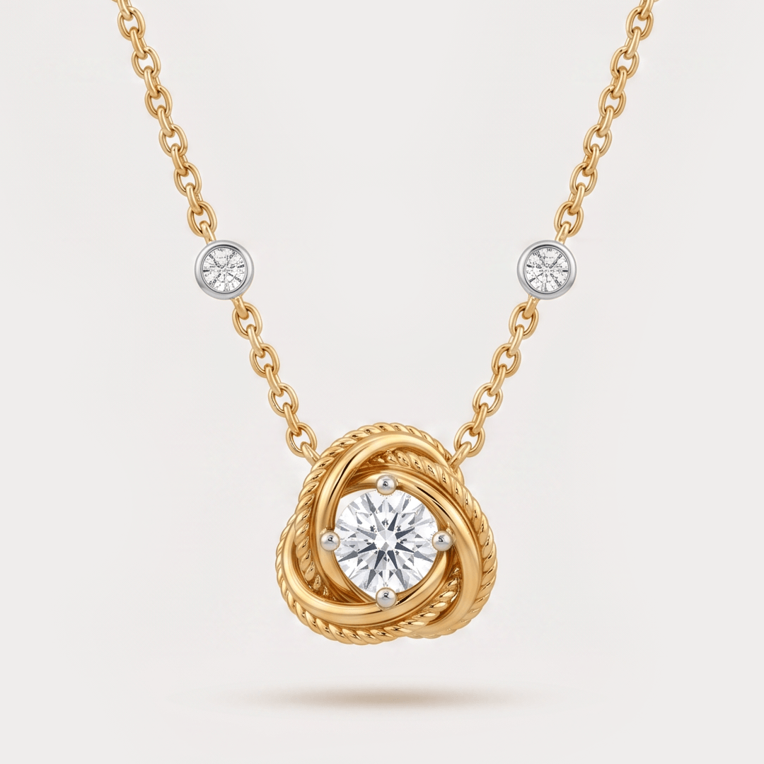 Promise Knot Rayonnante Pendant Diamond Necklace