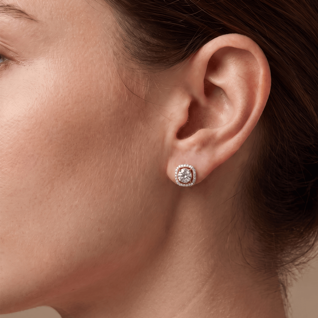 Sparklet Halo Diamond Earrings