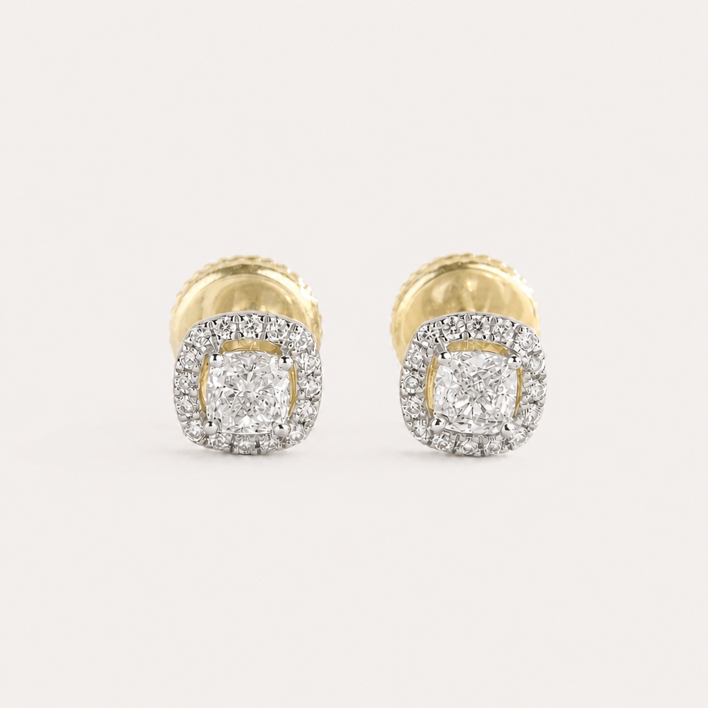 Aureate Halo Diamond Earrings