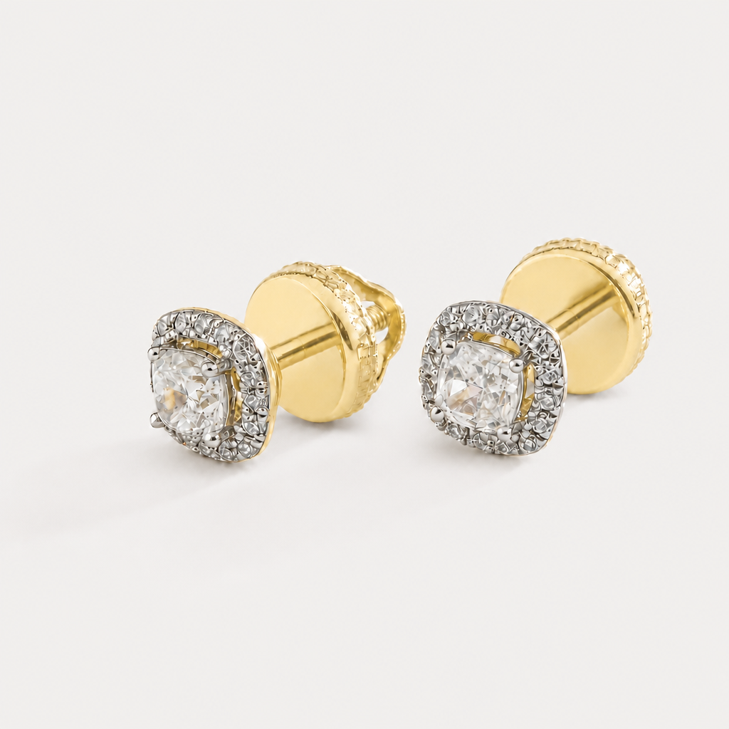 Aureate Halo Diamond Earrings