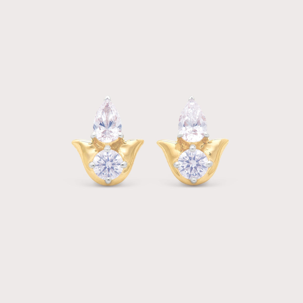 Pear & Round Diamond Studs
