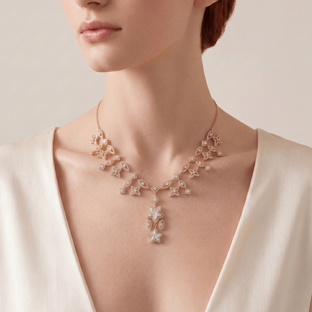 The Aukera Orchid Stratosphère Layered Diamond Necklace