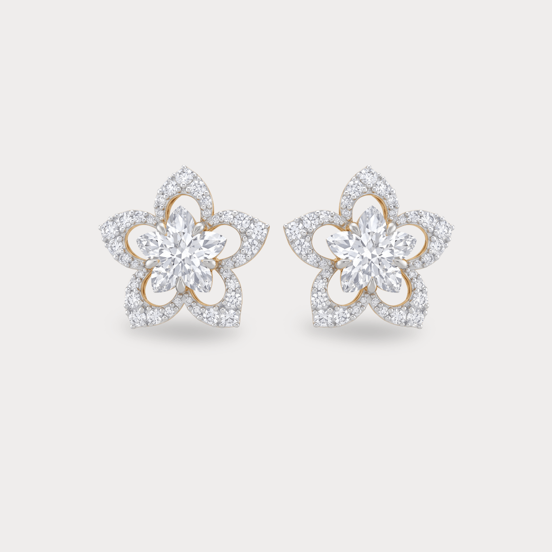 The Aukera Orchid Floral Nakshatra Diamond Earrings