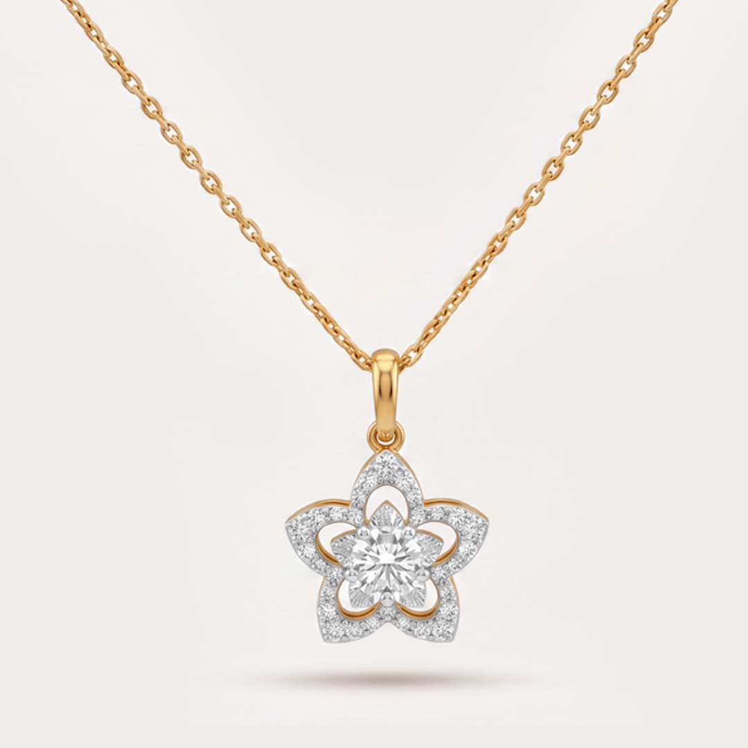 The Aukera Orchid Fulgida Solitaire Diamond Pendant Chain