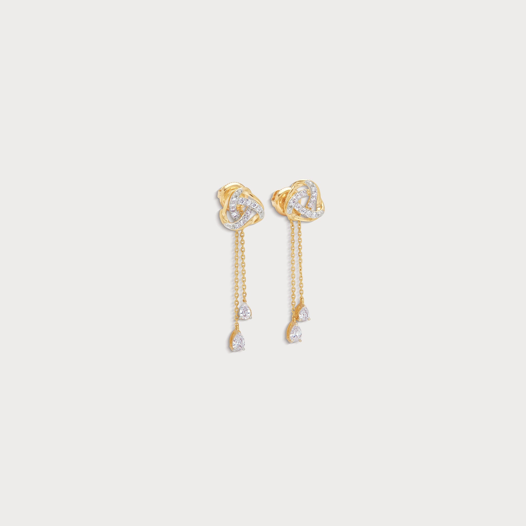The Ribbon Dual Chain Drop Earrings From The Promise Knot Collection