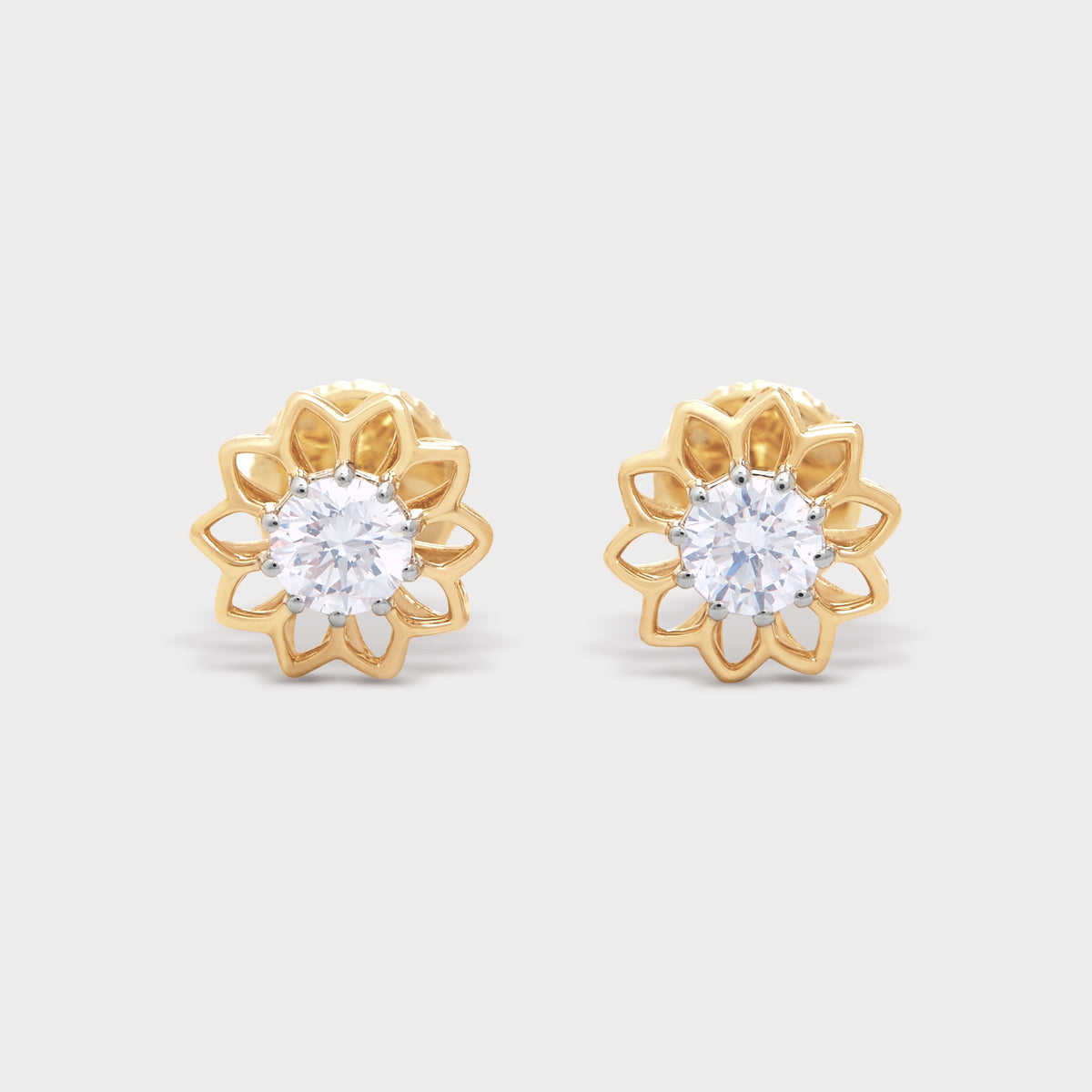 Gold Lotus Diamond Studs