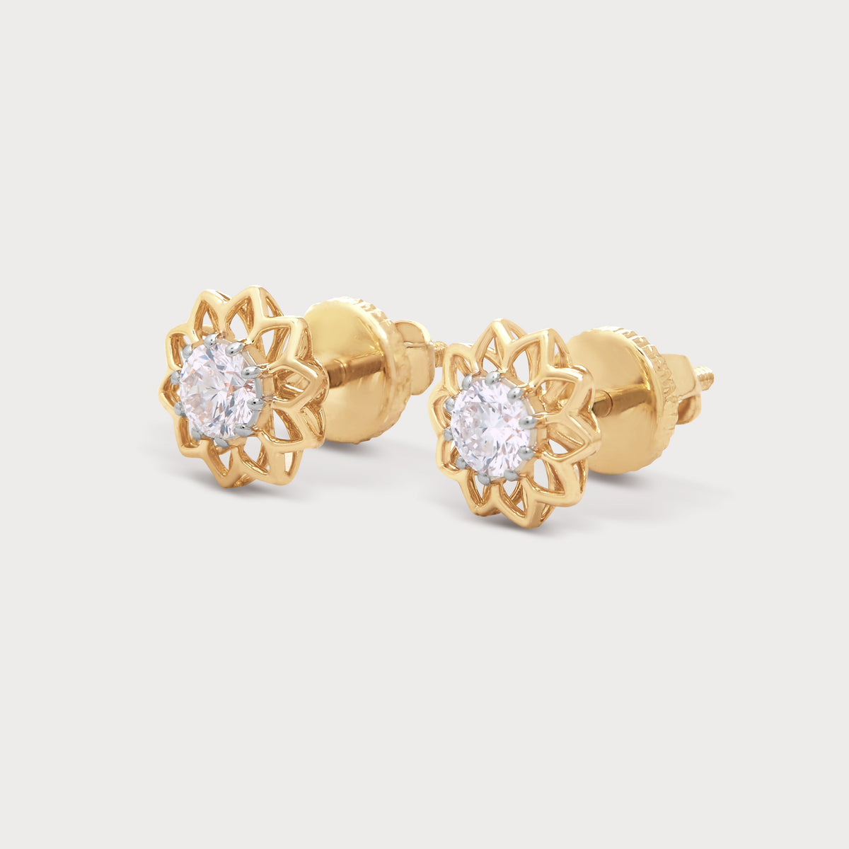 Gold Lotus Diamond Studs