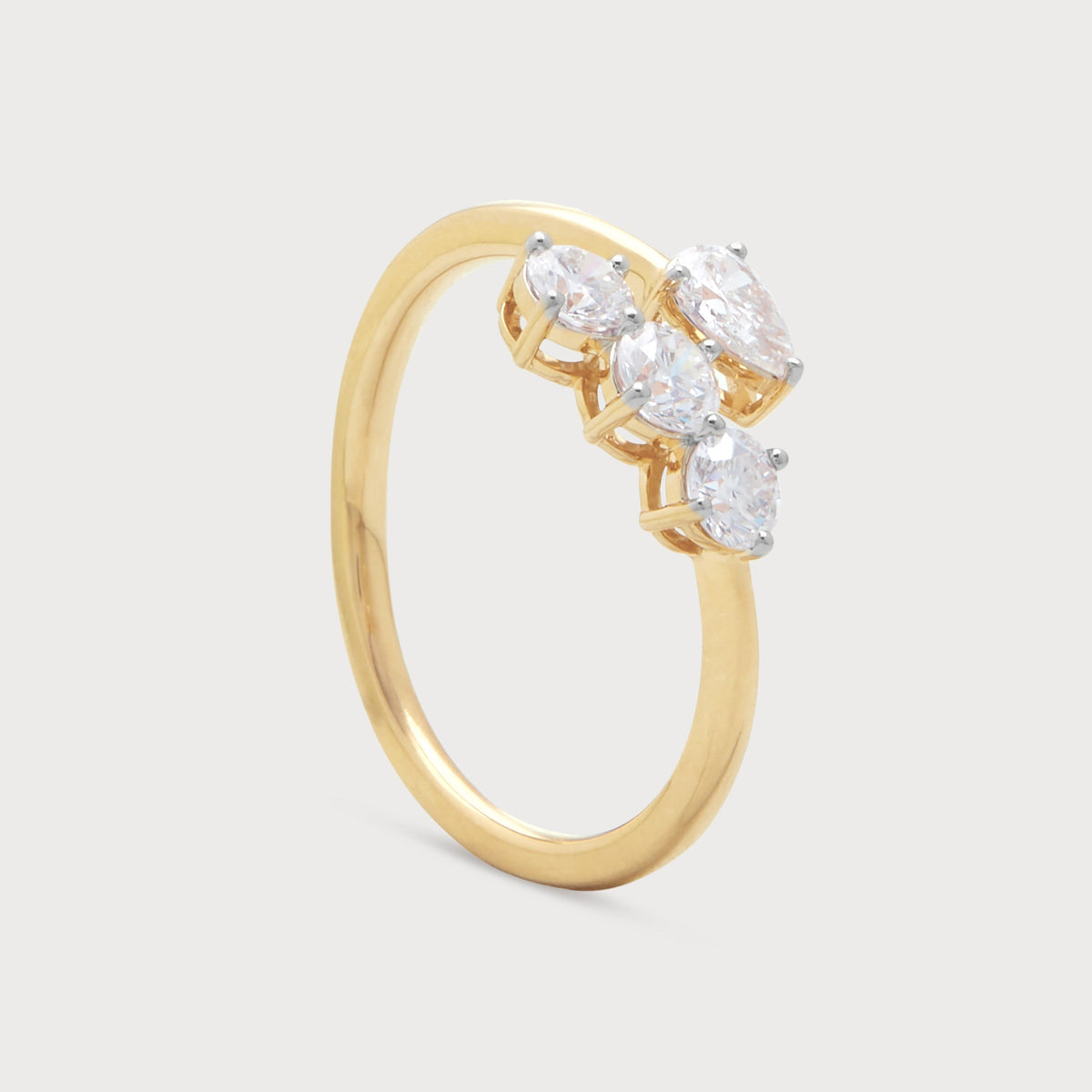 Crescent Quartet Diamond Ring