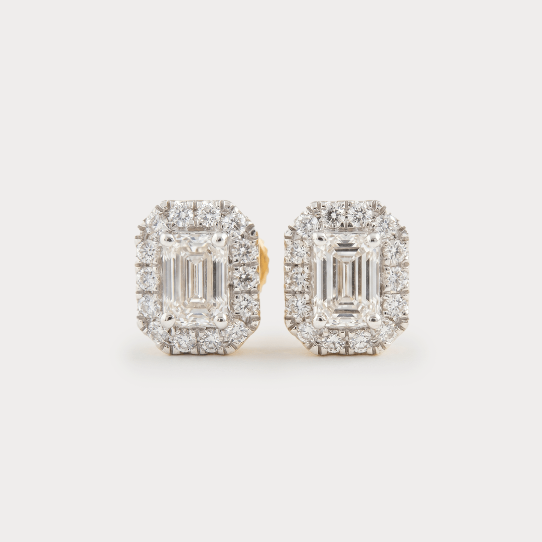 Crown of Light Halo Diamond Earrings
