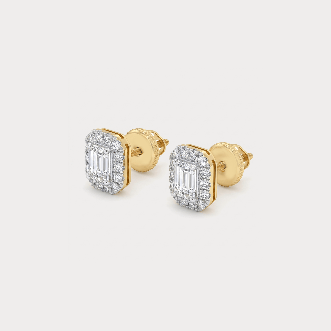 Crown of Light Halo Diamond Earrings