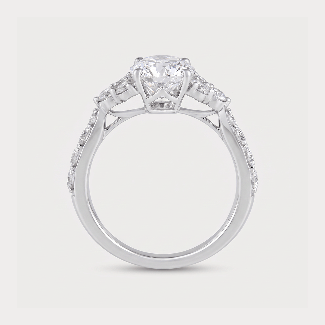 Mezza Luna Solitaire Diamond Ring