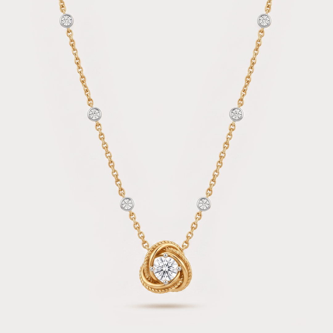 Promise Knot Rayonnante Pendant Diamond Necklace