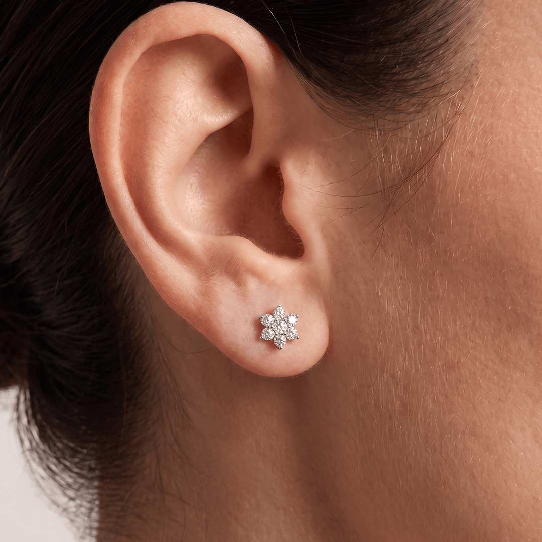 Mosslight Floral Nakshatra Diamond Earrings