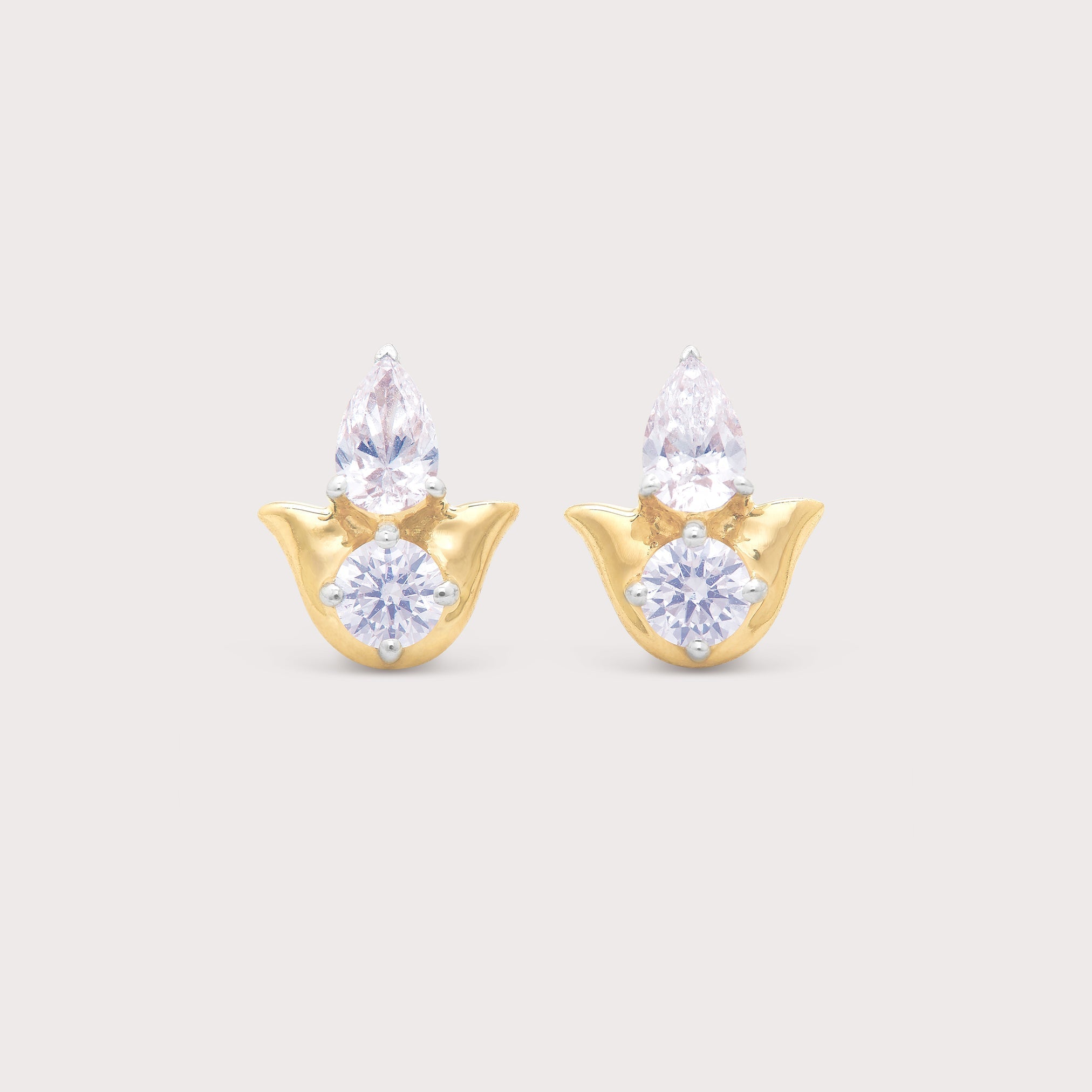 Pear & Round Diamond Studs