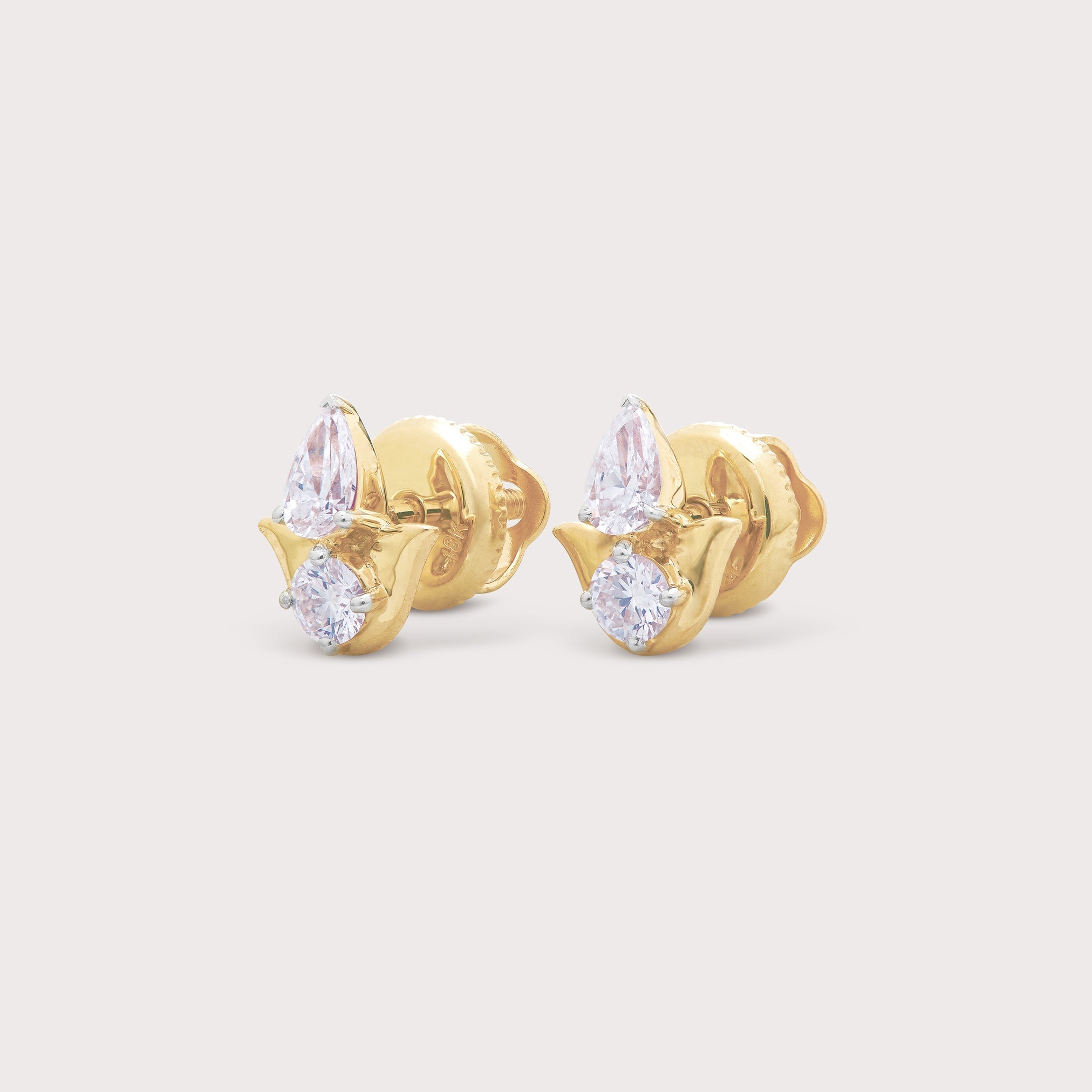 Pear & Round Diamond Studs