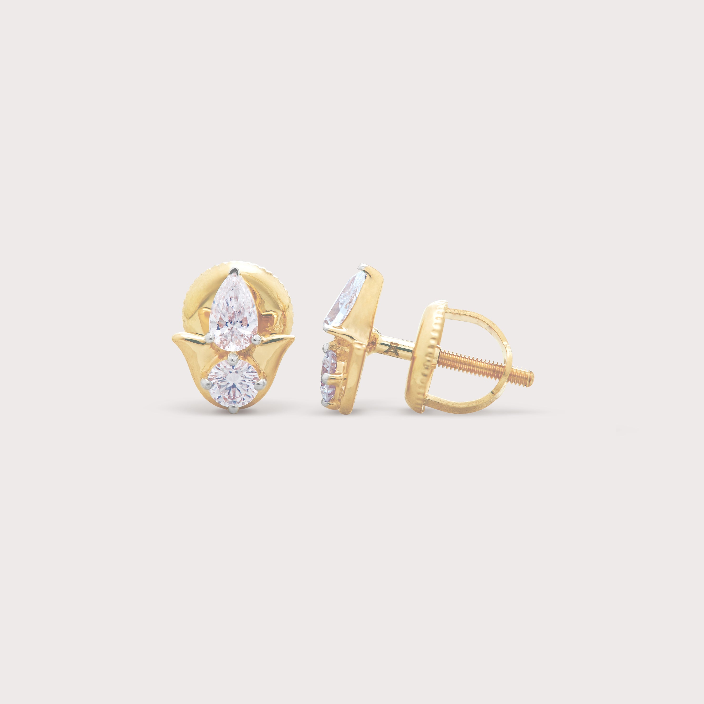 Pear & Round Diamond Studs