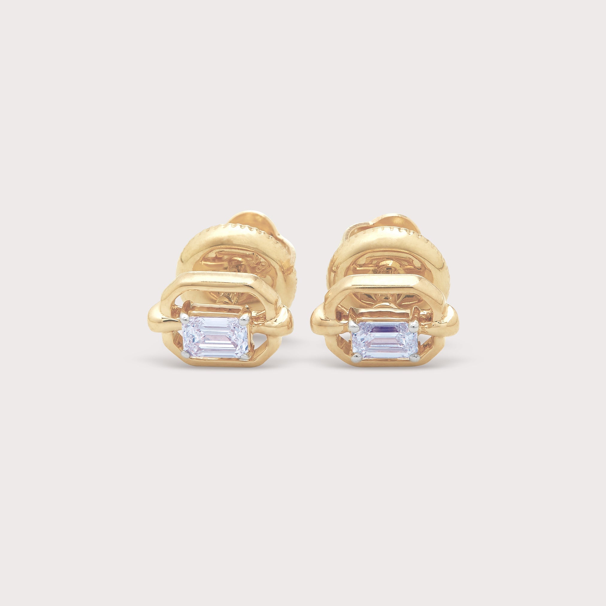 Framed Emerald Diamond Studs