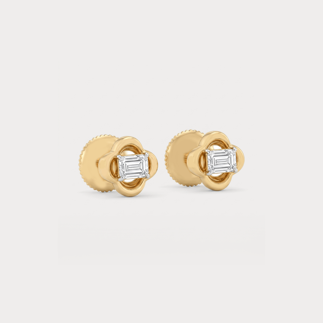 Golden Clover Diamond Studs