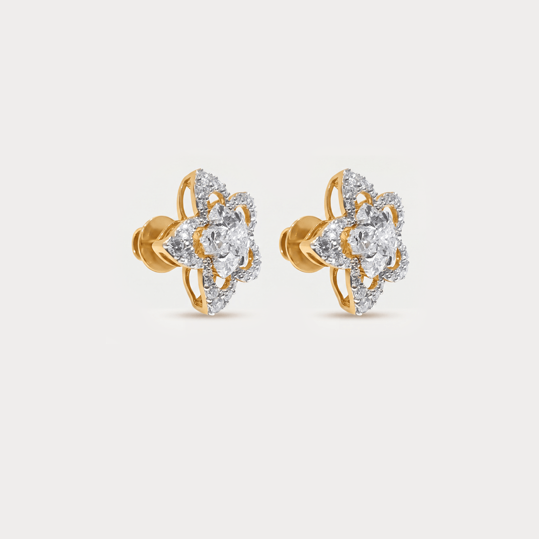 The Aukera Orchid Floral Nakshatra Diamond Earrings