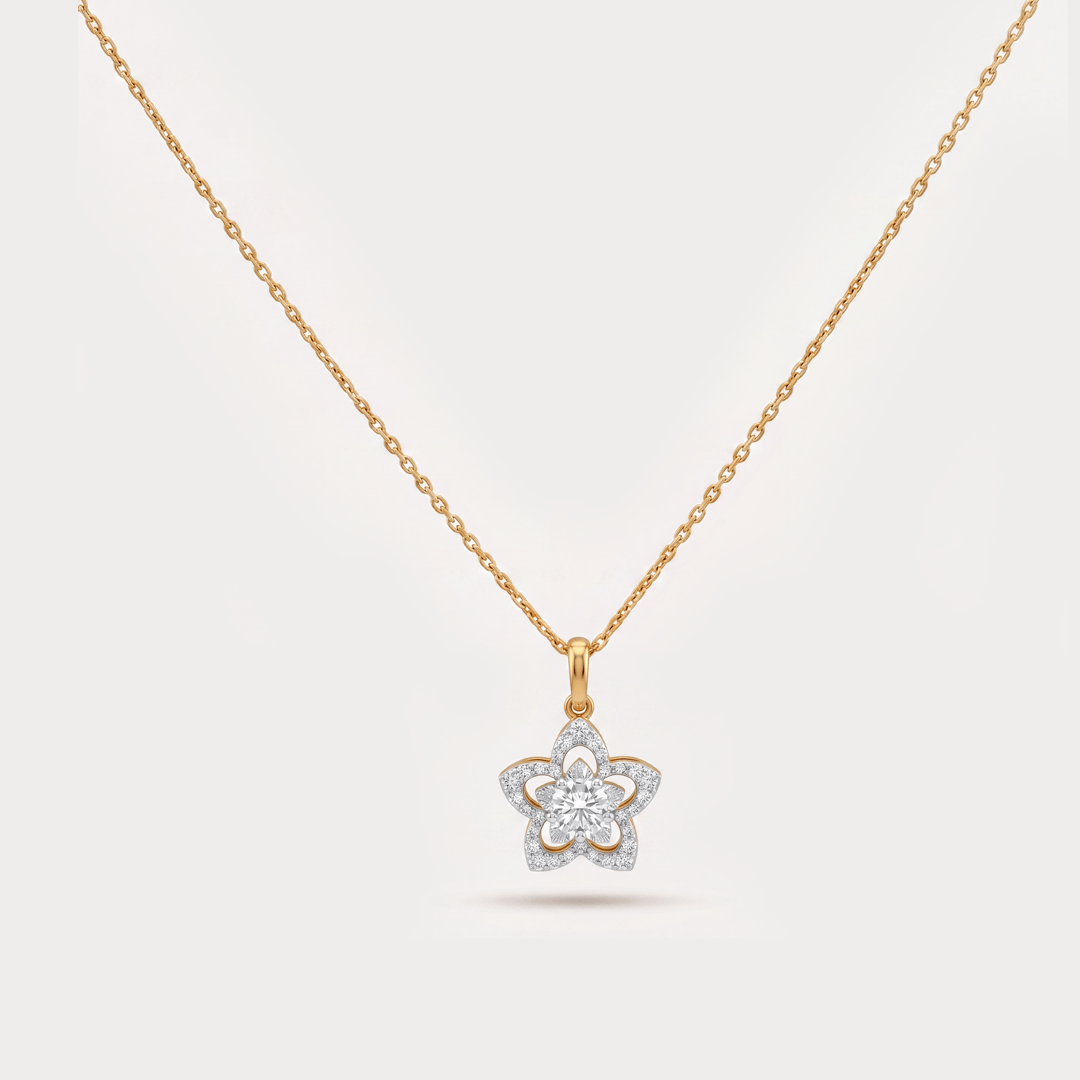 The Aukera Orchid Fulgida Solitaire Diamond Pendant Chain