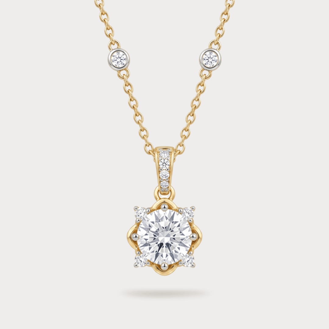 Prestine Extra Brilliant Solitaire Diamond Pendant Chain