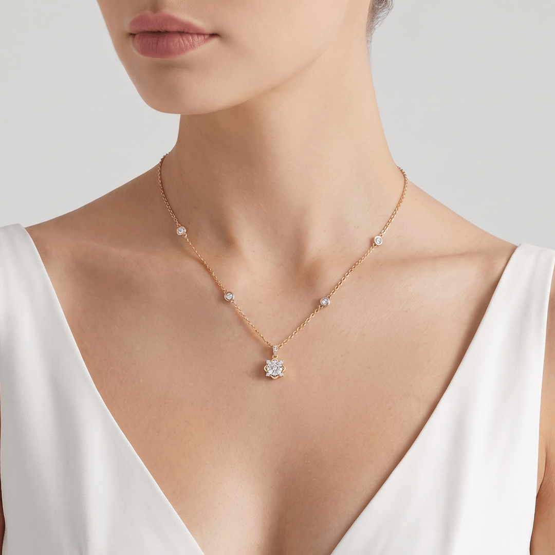 Prestine Extra Brilliant Solitaire Diamond Pendant Chain