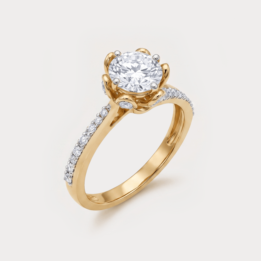 Ornate Extra Brilliant Solitaire Diamond Ring
