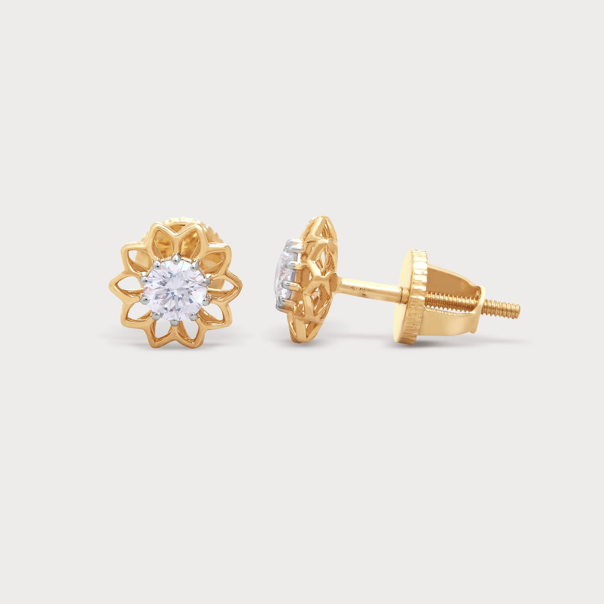 Gold Lotus Diamond Studs
