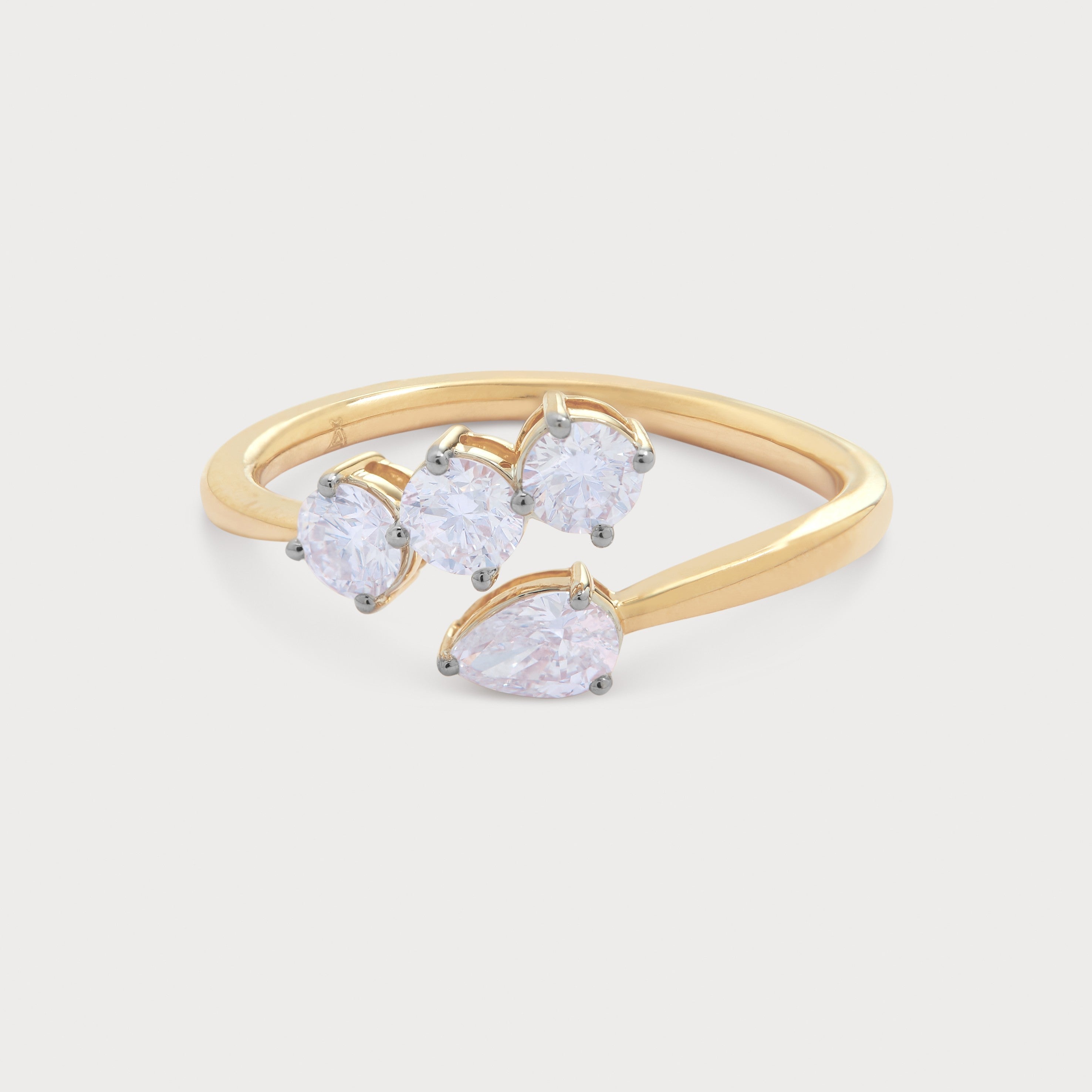Crescent Quartet Diamond Ring