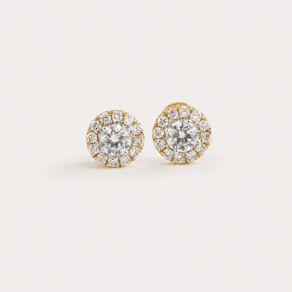 Luisant Halo Diamond Earrings
